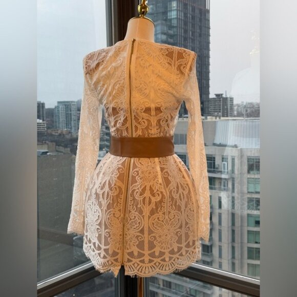 🆕 BRONX & BANCO 🧿 NWOT Casey White Lace Long Sleeve Mini Dress, Sz  XS / US 2 - Picture 10 of 16